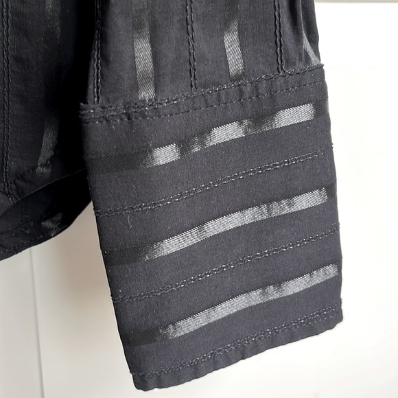 Zara Basic long sleeve blouse in black with satin- look stripes. Size USL - Picture 2 of 9